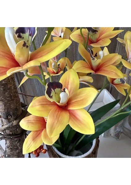 Yapay Çiçek Islak Dokulu Orkide 3 Dal 45 cm Sarı fırsatları