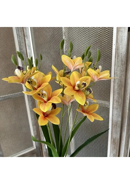 Yapay Çiçek Islak Dokulu Orkide 3 Dal 45 cm Sarı indirimleri