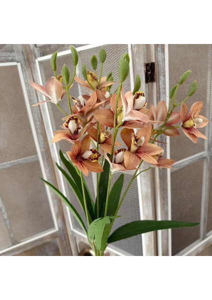 Yapay Çiçek Islak Dokulu Orkide 3 Dal 45 cm Pastel Renk