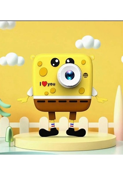Sünger Bob Tasarımlı Yeni Nesil Çocuk Dijital Mini Fotoğraf Makinesi Çift Kamera fırsatları