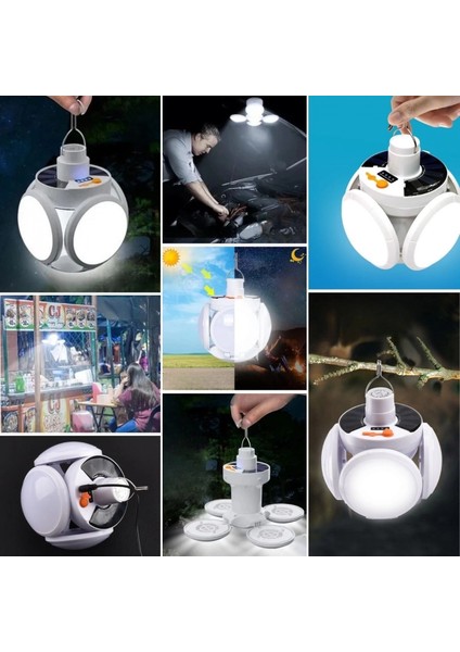 5 Led'li 3 Farklı Işık Modlu Açılıp Kapanabilir LED Kanatlı Güneş Enerjili Solar Aydınlatma Asılabilir Kamp Feneri fırsatları