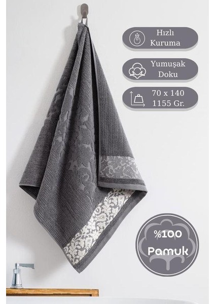 Pamuk Tekli Havlu Jakarlı Karna Premıum Sıbell - 70 x 140 modelleri