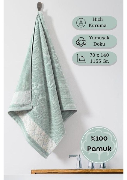 Pamuk Tekli Havlu Jakarlı Karna Premıum Sıbell - 70 x 140 fırsatları