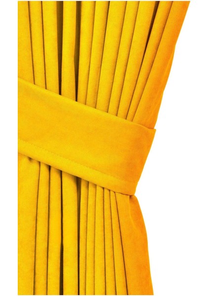 Petek Dokulu Kadife Dokuma Seyrek (1 x 2)Pileli Fon Perde (Koyu Sarı) fiyatları