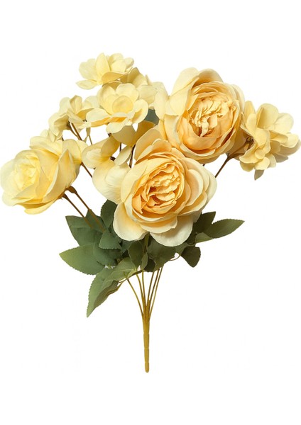 Yapay Çiçek Şakayık Ortancalı Gül Buketi 5li Acık Pastel