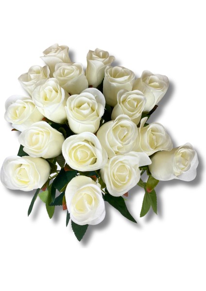 Yapay 18 Dal Tomur Beyaz Gül Demeti 40 cm modelleri
