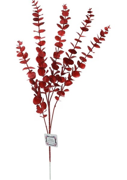 Yapay Çiçek Okaliptus Şimşirli Kırmızı 80 Cm.