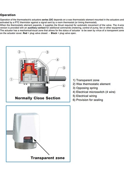 22CX230NC2 Elektrotermik Aktüatör, Normalde Kapalı (NC), 230V AC fırsatları