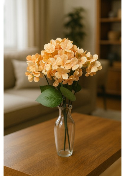 Yapay Lüx 5 Dallı Islak Ortanca Demeti 45 cm Krem modelleri