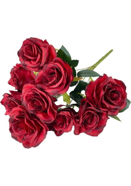 Yapay Çiçek 10 Gül Büyük Boy Demet 40CM Bordo modelleri
