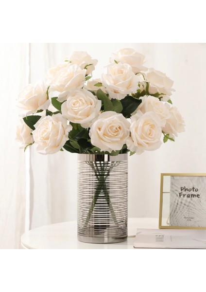 Yapay 7li Lüx Iri Gül Demeti Krem modelleri