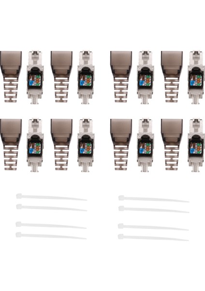 8pcs Takımsız Koruyucu RJ45 Cat 7 Fesih Fişi Cat7 Fiş / Cat7 Konektör Konektörleri Modüler 23 / 24AWG-BLACK (Yurt Dışından) modelleri