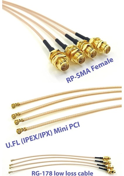 4 Rf U.fl (Ipex/ıpx) Mini Pcı Paketi-Rp-Sma Dişi Pigtail Anten Wi-Fi Koaksiyel RG-178 Düşük Kaybı Kablosu (Yurt Dışından) fiyatları