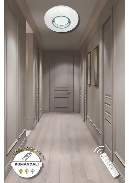Shule3 (30CM) Kumandalı 3 Renk Modern Plafonyer LED Avize