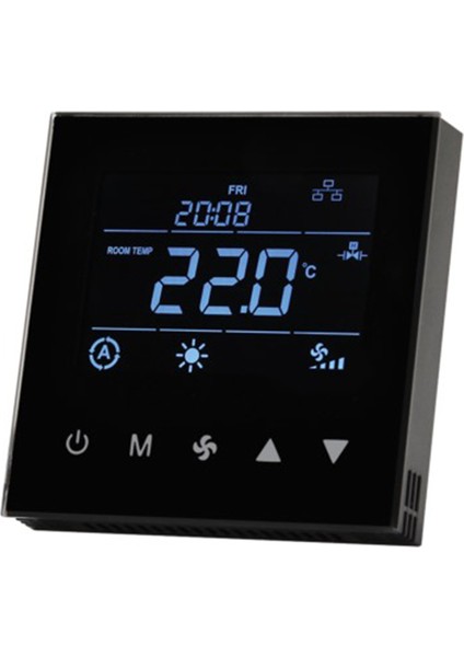 T3035.10X Dokunmatik Fan Coil Termostatı, 3 Kademeli Fan Hızı, 2/4 Boru, On-Off Vana, Harici Sensör Girişli, Sıva Altı