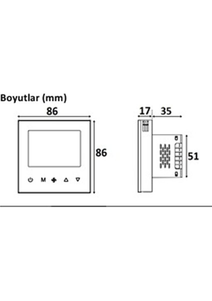 T3035.10X Dokunmatik Fan Coil Termostatı, 3 Kademeli Fan Hızı, 2/4 Boru, On-Off Vana, Harici Sensör Girişli, Sıva Altı modelleri