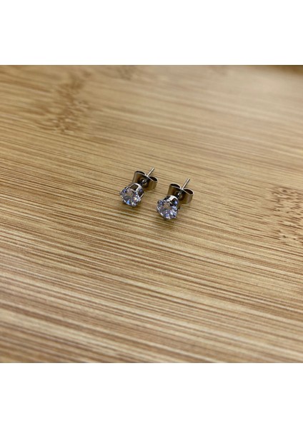 Çelik Gümüş Renk Zirkon Taşlı 3mm Top Küpe fiyatları