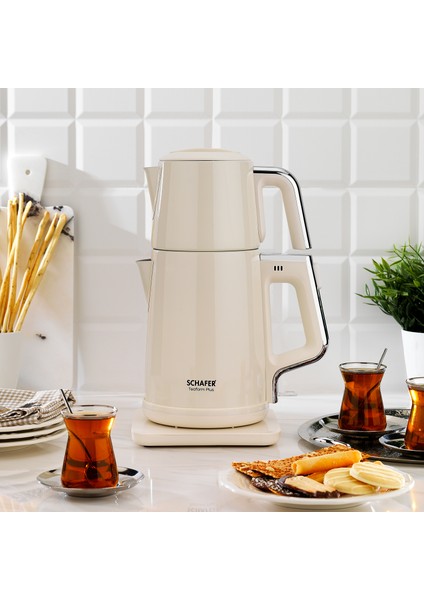 Teaform Plus Paslanmaz Çay Makinesi-Krem