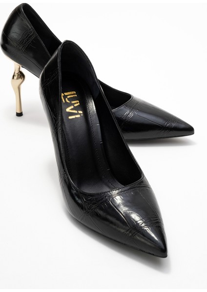 Hudson Siyah Baskı Kadın Topuklu Ayakkabı