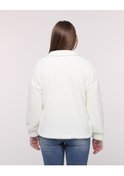 Wellsoft Kadın Sweatshırt - Kışlık Kadın Sweatshırt Peluş Düşük Omuz modelleri