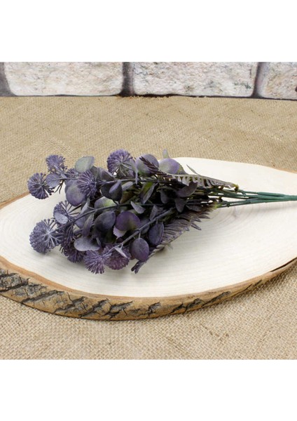 Yapay Kar Topu Aradal Demet Mor Yeşillik 7 Dal 35 cm