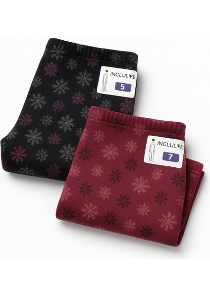 2'li Kışlık Şardonlu Baskılı Çocuk Tayt Seti - Sıcak ve Esnek