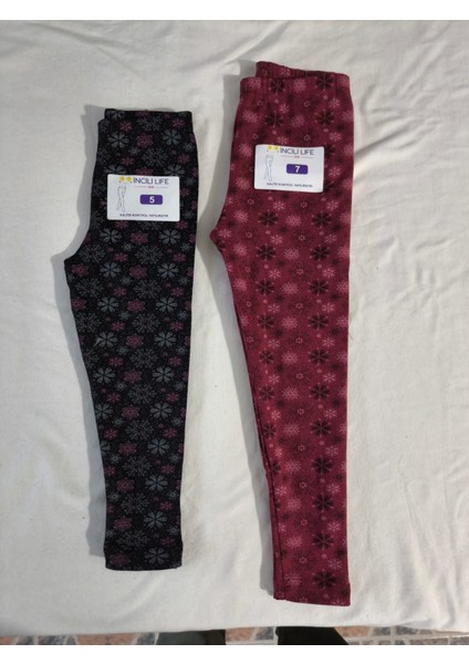 2'li Kışlık Şardonlu Baskılı Çocuk Tayt Seti - Sıcak ve Esnek modelleri