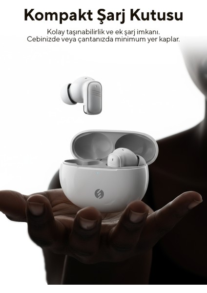 Bemy Beyaz 4 Mikrofonlu Enc + Anc Bluetooth V5.3 Tws Gerçek Kablosuz Kulaklık