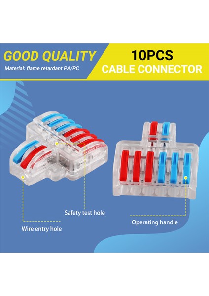 10 Pcs Terminal Bağlantısı Kelepçe Seti, Tel Konektör, Hızlı Kompakt Kablo Konnektörü NC-623 Şeffaf (Yurt Dışından) indirimleri