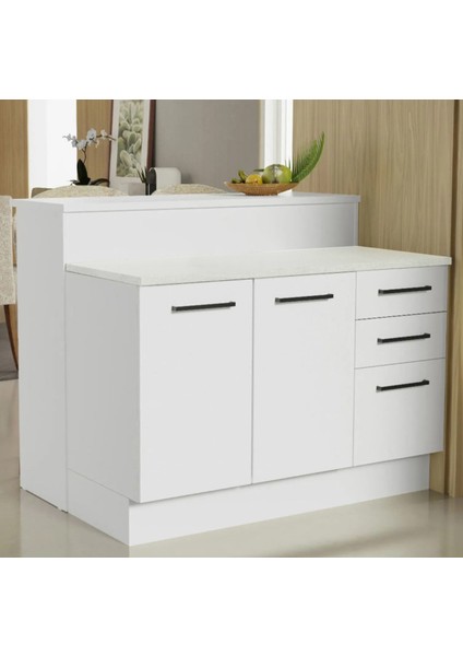 Victor Mutfak Adası Alt Modül 120 Cm- Tezgah Dahil-Çok Amaçlı Dolap-Alt Modül-2 Kapaklı 3 Çekmeceli