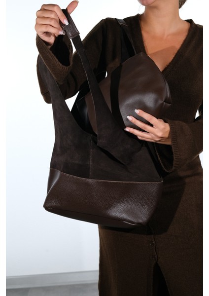 Avos Kahverengi Süet Hakiki Deri Kadın Omuz Çantas fırsatları