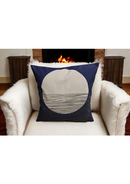 Çift Taraflı Özel Dizayn Yakamoz Detaylı Kadife Pamuk Kırlent Kılıfı