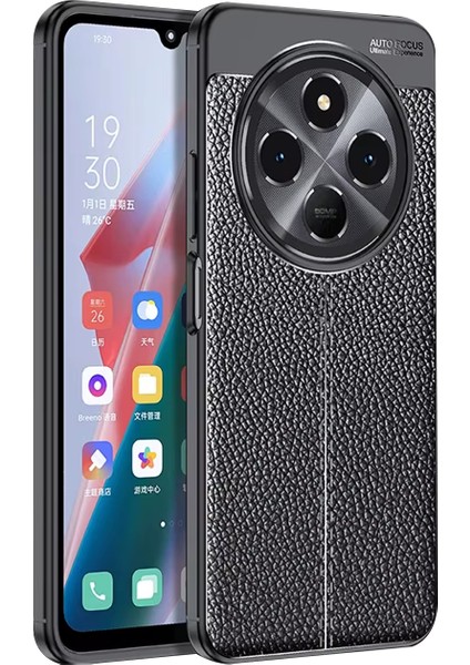 Xiaomi Redmi Poco M7 5g/redmi 14C ile Uyumlu Leather Serisi Deri Efekt Silikon Kılıf - Siyah AL3337