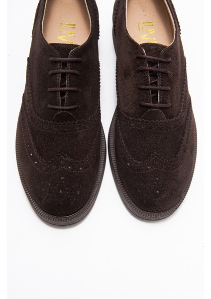 Avra Kahverengi Süet Hakiki Deri Kadın Oxford Ayakkabı fiyatları