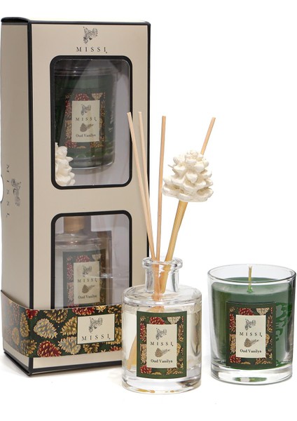 Yılbaşı Oud Vanilya Hediye Seti (Oda Kokusu&vegan Mum)