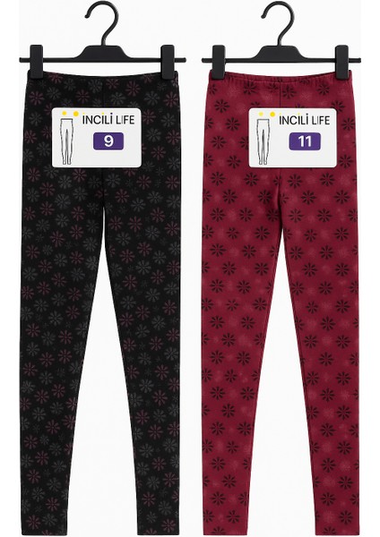 2'li Kışlık Şardonlu Baskılı Çocuk Tayt Seti - Sıcak ve Esnek