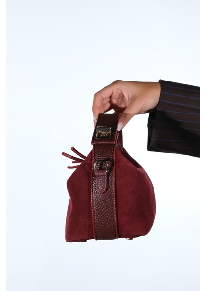 Island Bordo Süet Hakiki Deri Kadın Kol Çantası indirimleri