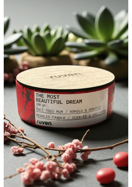 Dekoratif Mermer Efektli Taş 'the Most Beautıful Dream' 150 gr Kokulu Inci Tozu Mum modelleri