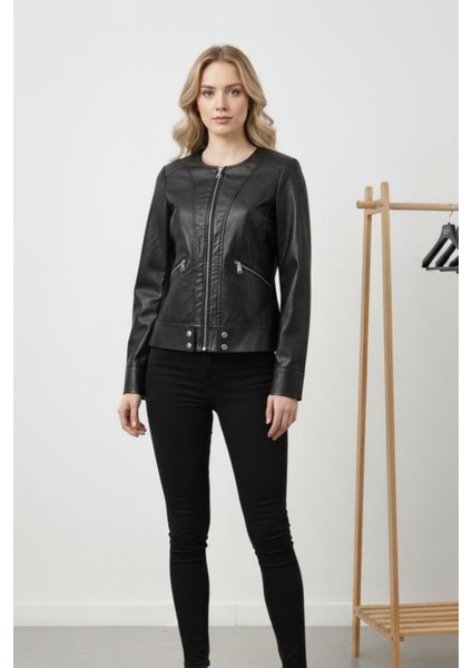 Kadın Siyah Deri Ceket fırsatları