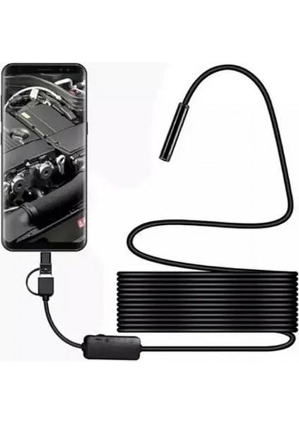 Vtn-02 Endoskop Yılan Video Kamera Led’li 2 Metre 7 mm Sert Kablo Su Geçirmez