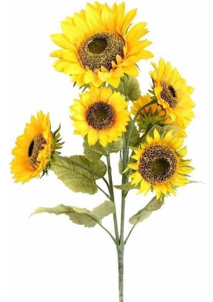 Yapay Çiçek Ayçiçeği Sarı Sunflower Dekoratif Çiçek 105CM Dev Ay Çiçeği 5 Kafalı