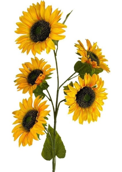 Yapay Çiçek Ayçiçeği Sarı Sunflower Dekoratif Çiçek 105CM Dev Ay Çiçeği 5 Kafalı indirimleri