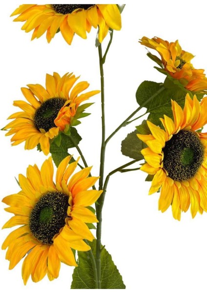 Yapay Çiçek Ayçiçeği Sarı Sunflower Dekoratif Çiçek 105CM Dev Ay Çiçeği 5 Kafalı