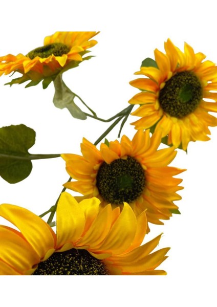 Yapay Çiçek Ayçiçeği Sarı Sunflower Dekoratif Çiçek 105CM Dev Ay Çiçeği 5 Kafalı
