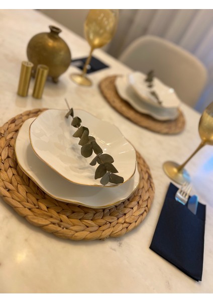 Doğal Hasır Yuvarlak Amerikan Servis 2’li – El Yapımı Örgü Supla