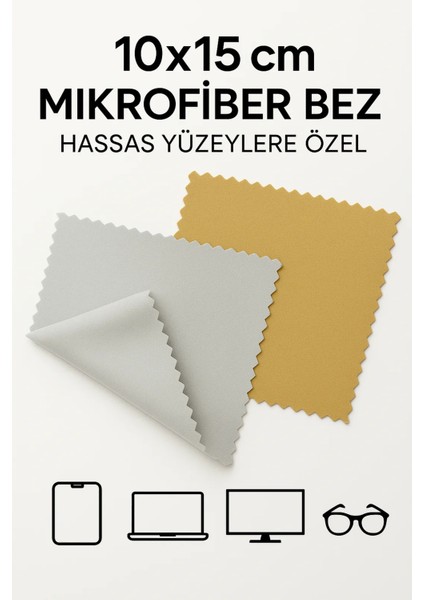 10 Adet Beyaz Mikrofiber Temizlik Bezi 10X15 cm | LCD Tv Telefon Laptop Gözlük Cam Yüzey modelleri
