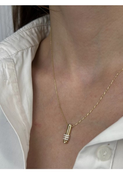 14 Ayar Altın Taşlı Çubuk Kolye 633 fiyatları