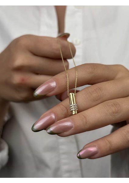 14 Ayar Altın Taşlı Çubuk Kolye 633 modelleri