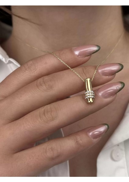 14 Ayar Altın Taşlı Çubuk Kolye 633 fırsatları