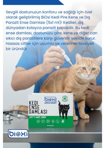 Kedi Pire Kene ve Dış Parazit Ensee Damlası 5x1 ml 5 Tüp modelleri